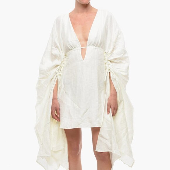 Cult Gaia Linen-blend Cover-up ASHLEY Dress with V-neckline - Picture 1 of 2